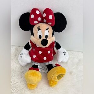 DISNEY STORE 13” Minnie Mouse Plush - Red, Black, White, Yellow.
